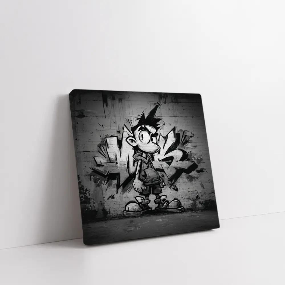 Graffiti Street Art Boy Black White Wall – Wall Art