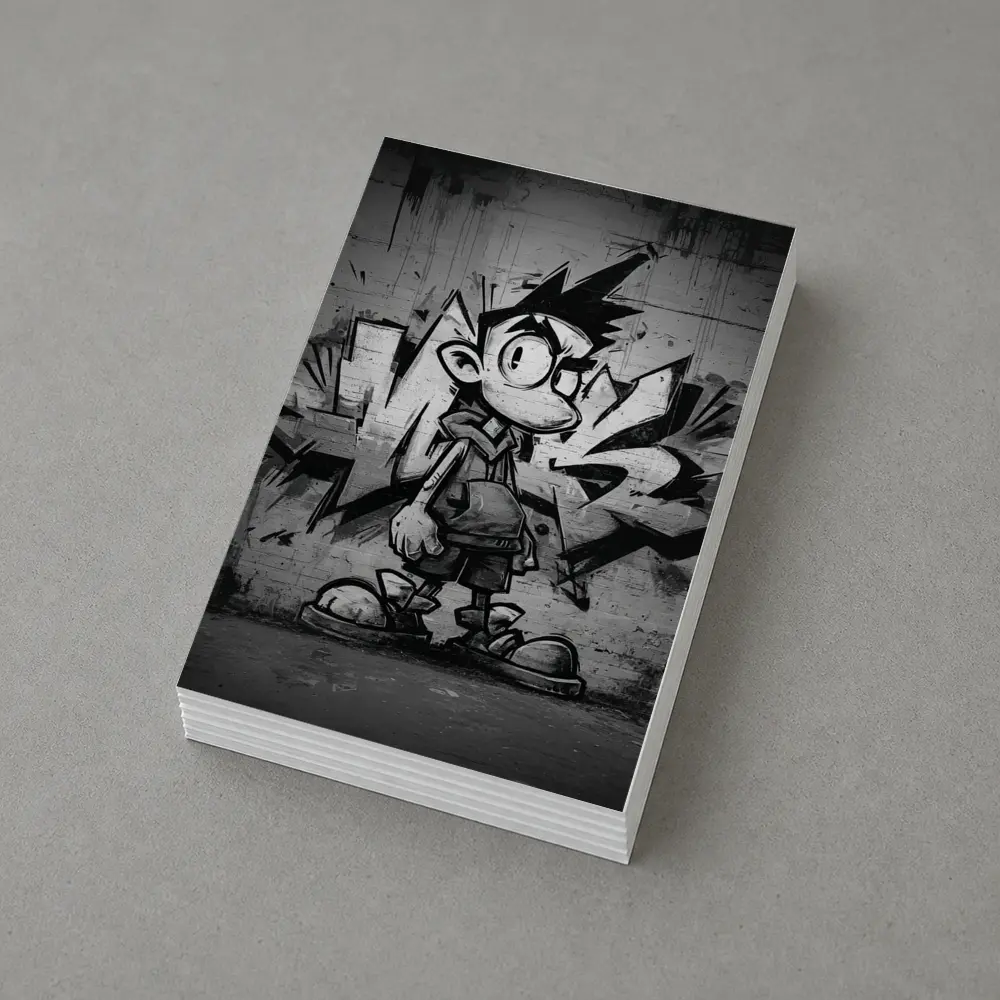 Graffiti Street Art Boy Black White Wall – Postcards