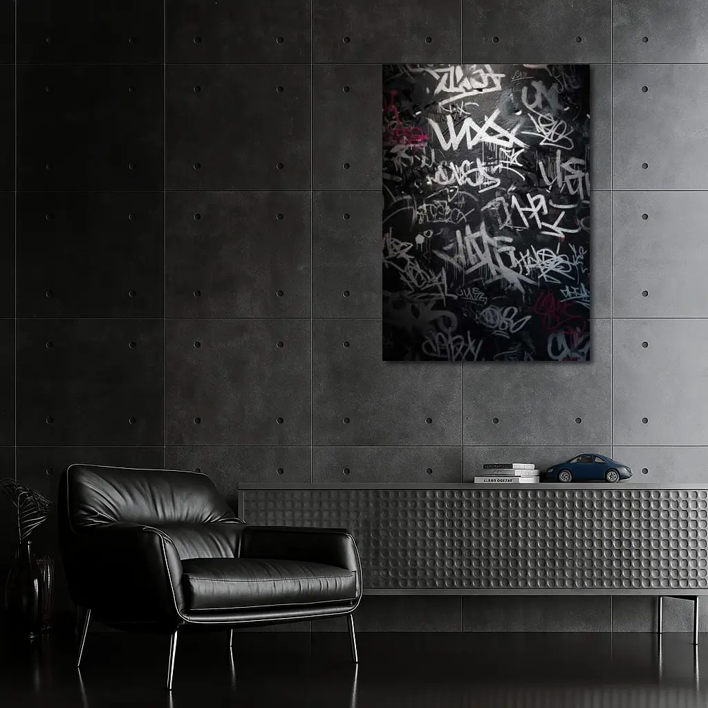 Dark Graffiti Tags Black Urban Street Wall – Wall Art