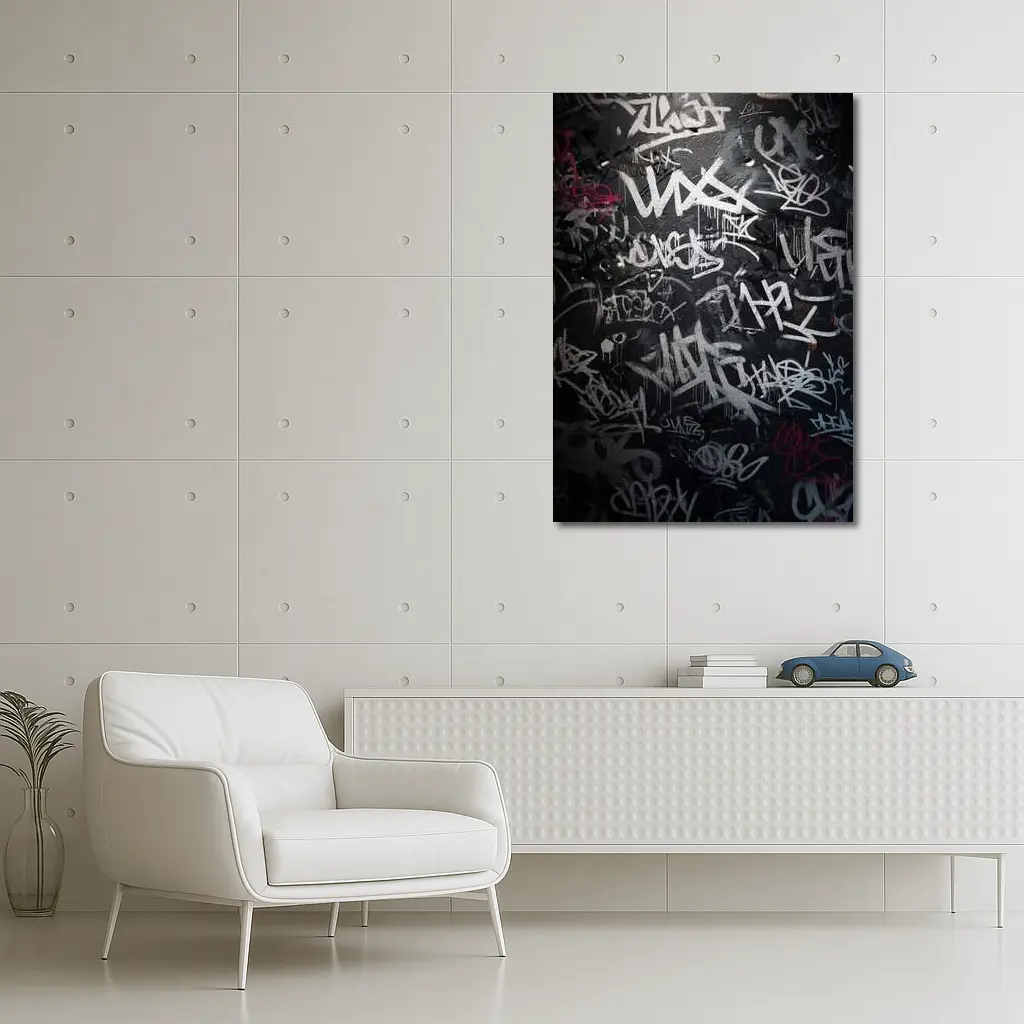 Dark Graffiti Tags Black Urban Street Wall – Wall Art