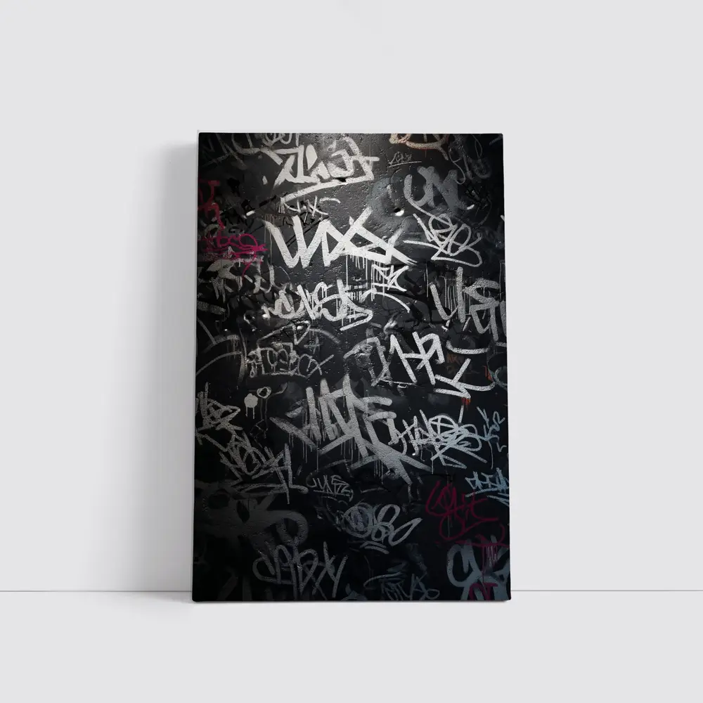 Dark Graffiti Tags Black Urban Street Wall – Wall Art