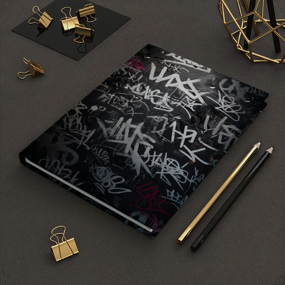 Dark Graffiti Tags Black Urban Street Wall – Notebooks