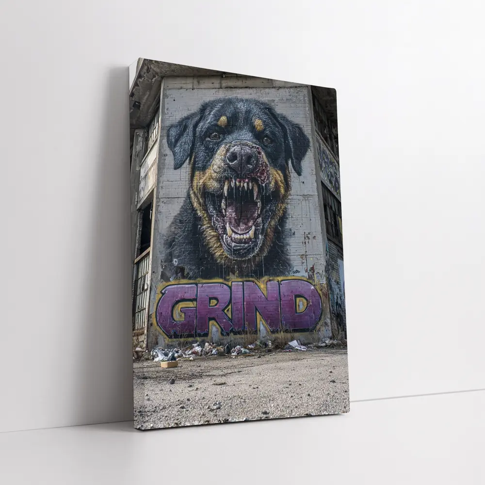Rottweiler Graffiti Mural Abandoned Urban Building