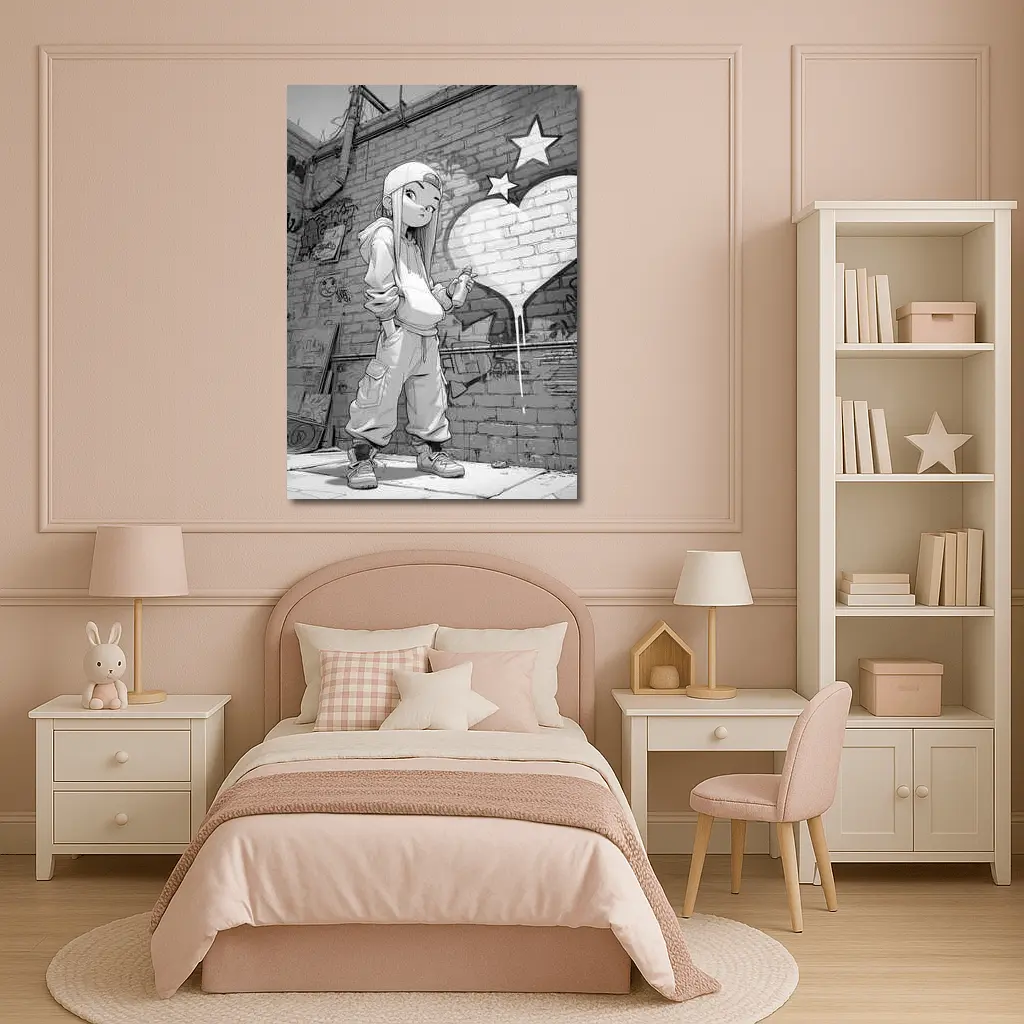 Anime Girl Graffiti Artist Urban Street Wall – Wall Art