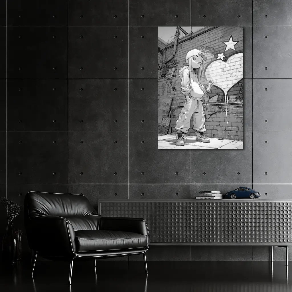 Anime Girl Graffiti Artist Urban Street Wall – Wall Art