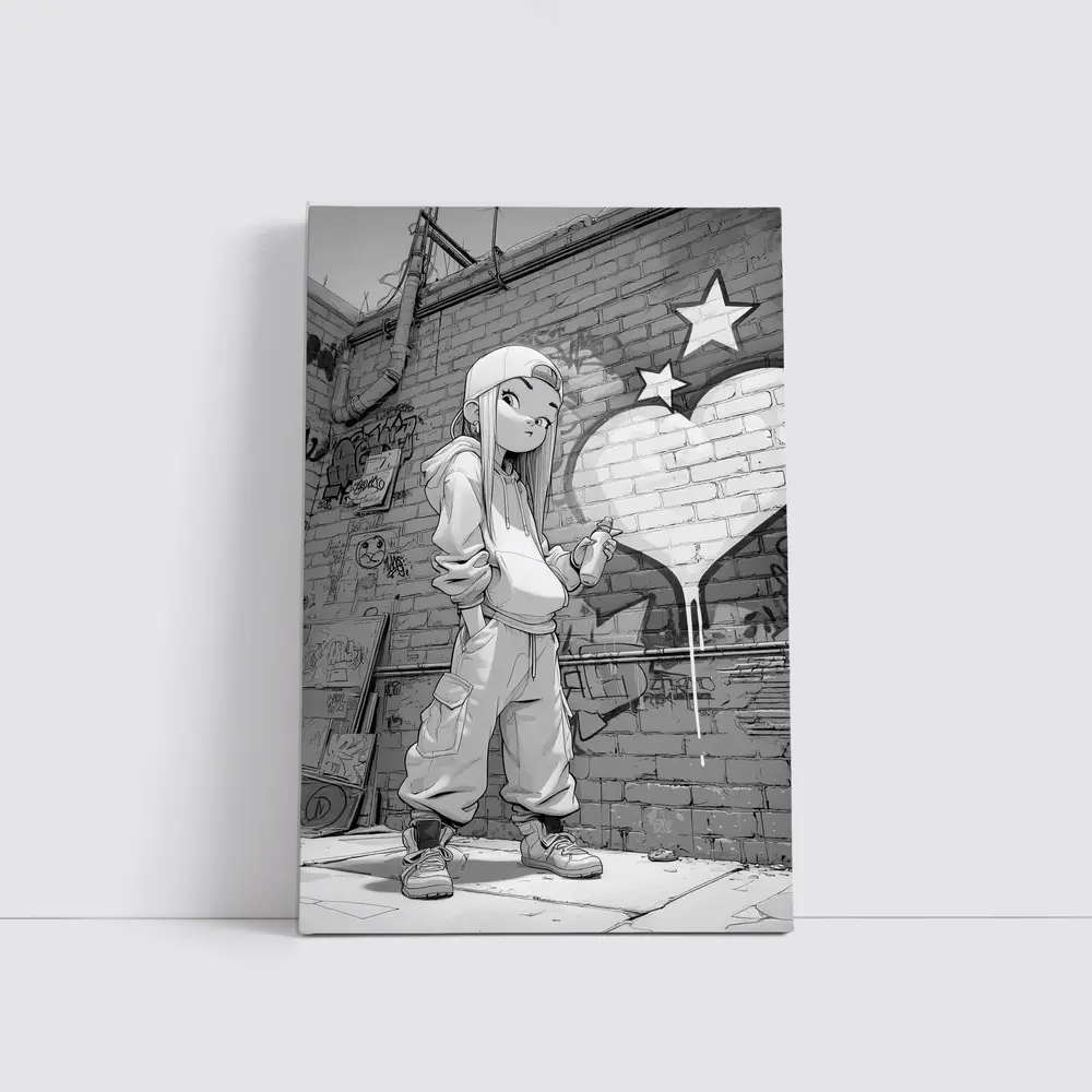 Anime Girl Graffiti Artist Urban Street Wall – Wall Art
