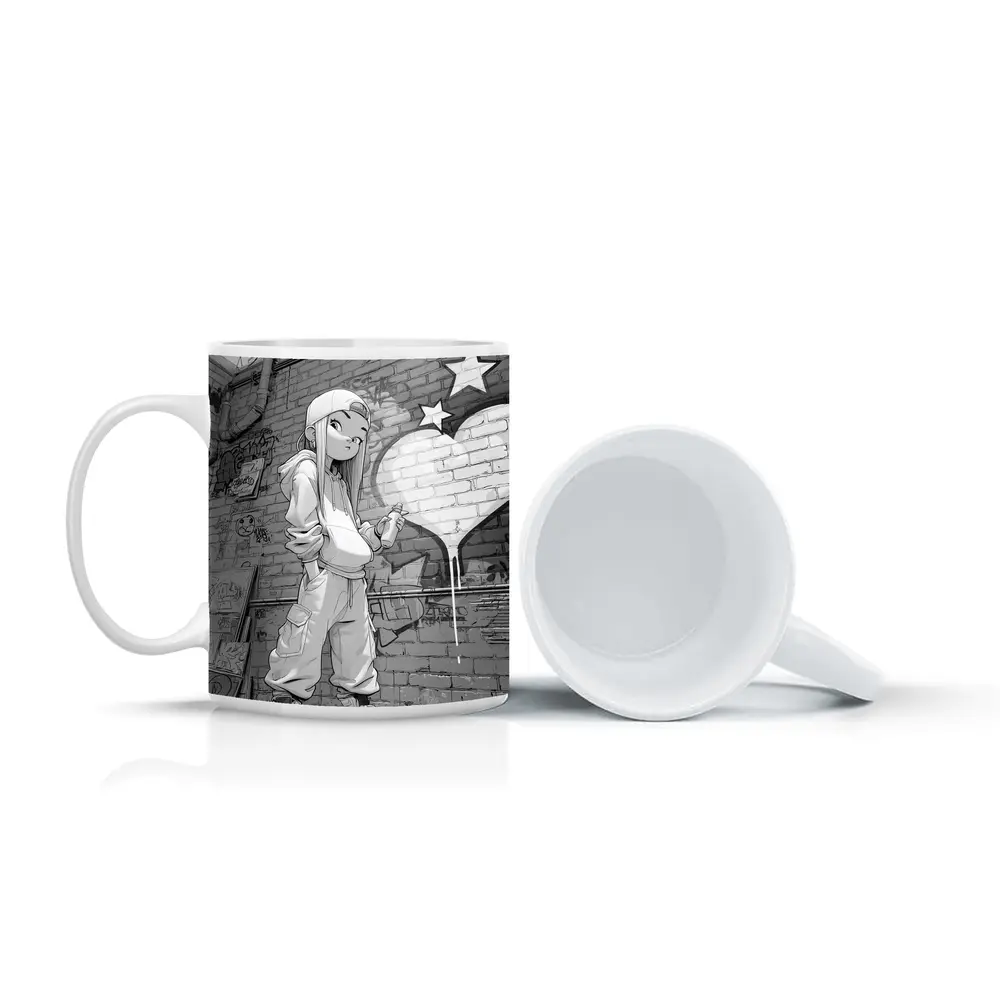 Anime Girl Graffiti Artist Urban Street Wall – Mugs