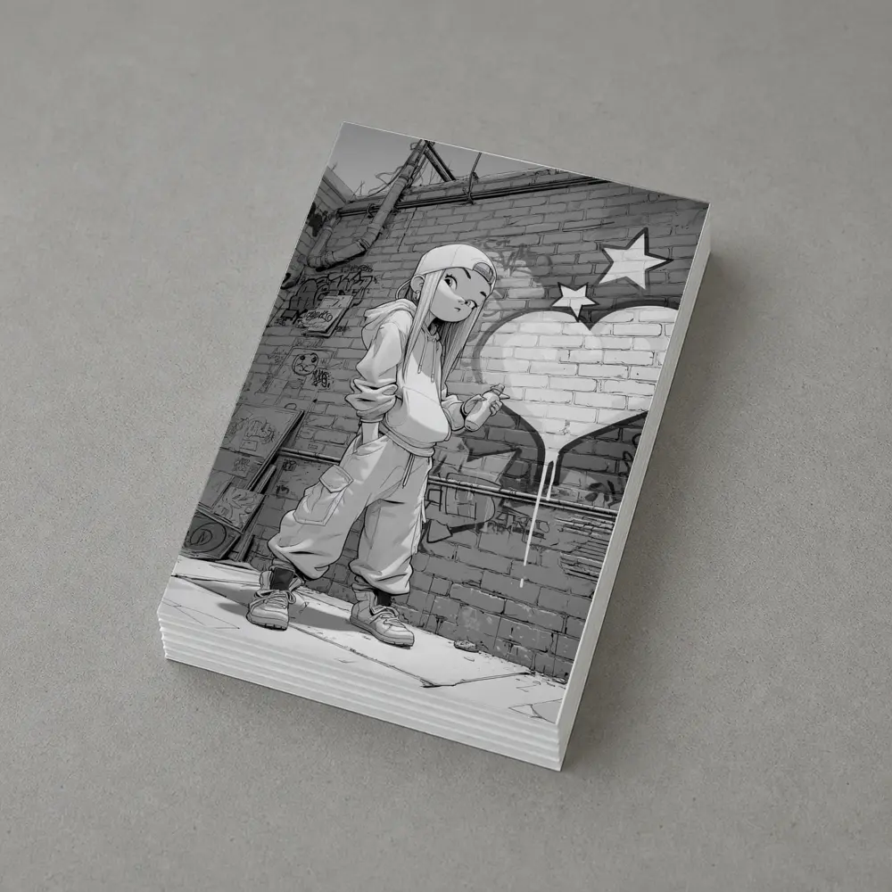 Anime Girl Graffiti Artist Urban Street Wall – Postcards