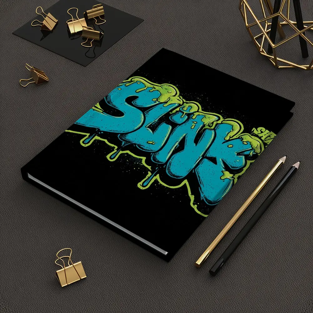 Slink Graffiti Slime Typography Black Background – Notebooks