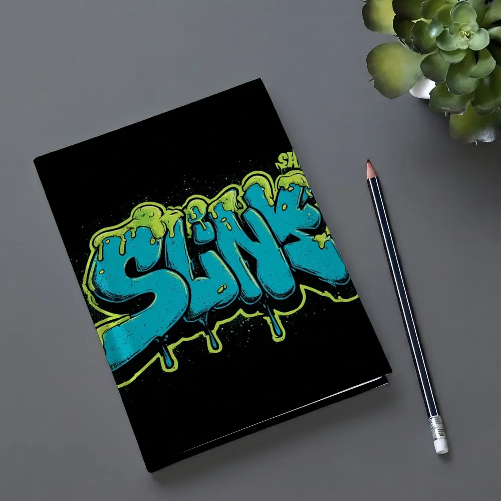 Slink Graffiti Slime Typography Black Background – Notebooks