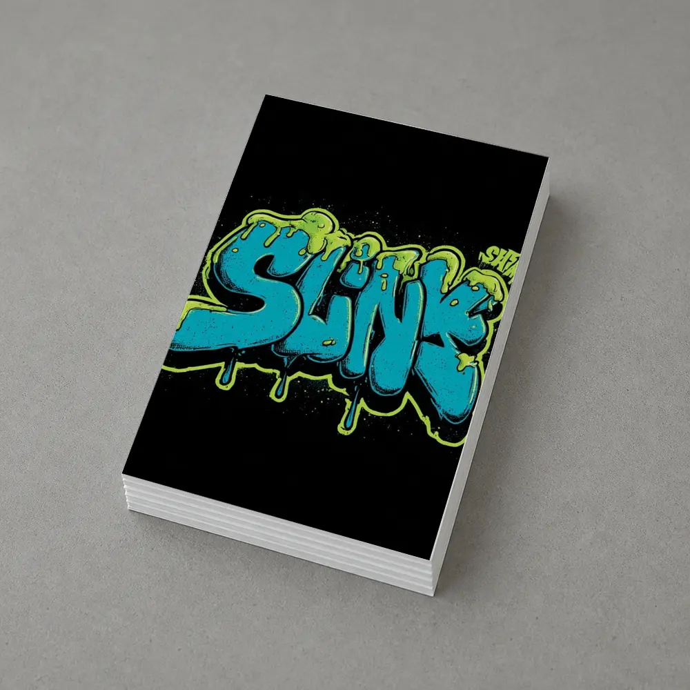Slink Graffiti Slime Typography Black Background – Postcards