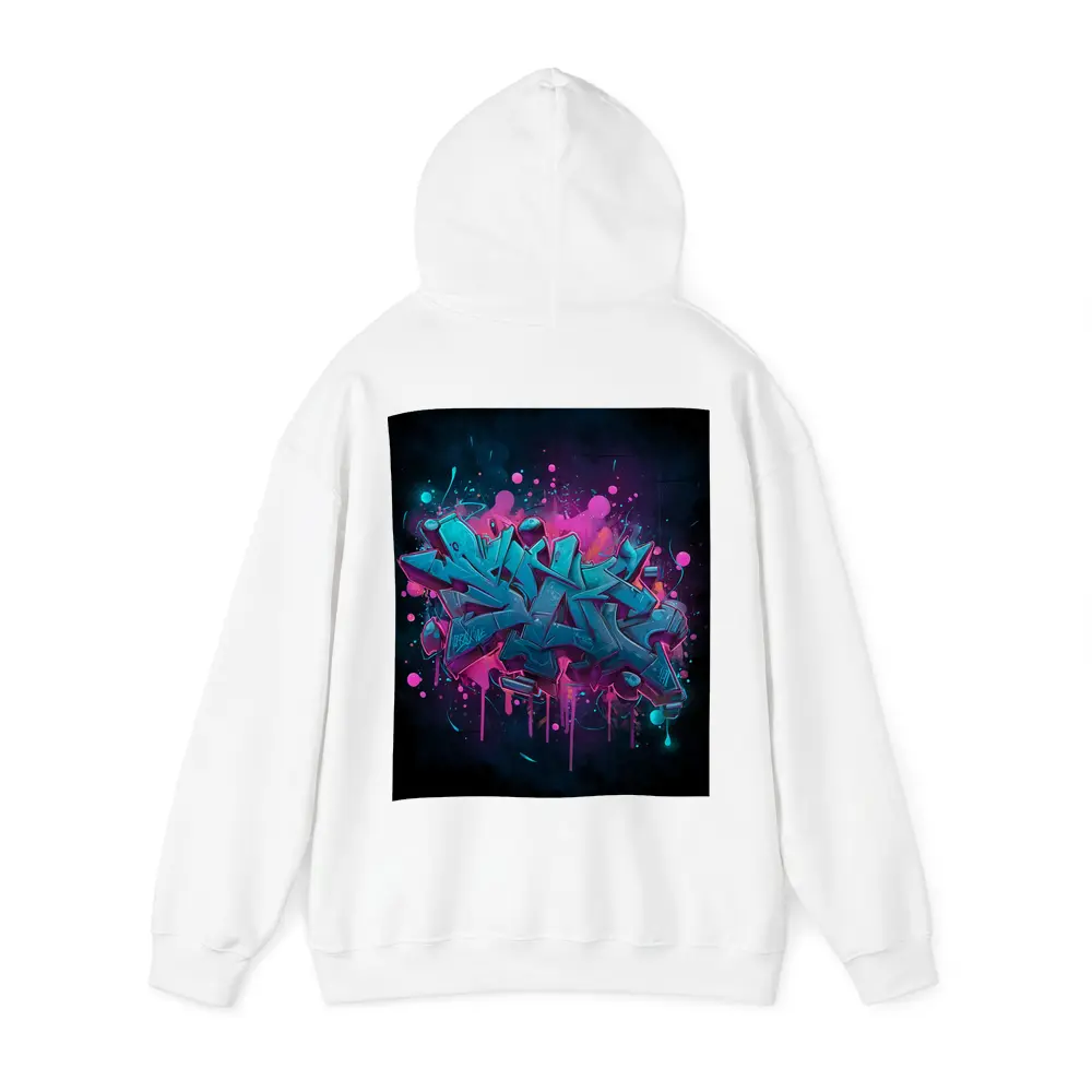 Teal Graffiti Letters Pink Splash Dark Background – Hoodies