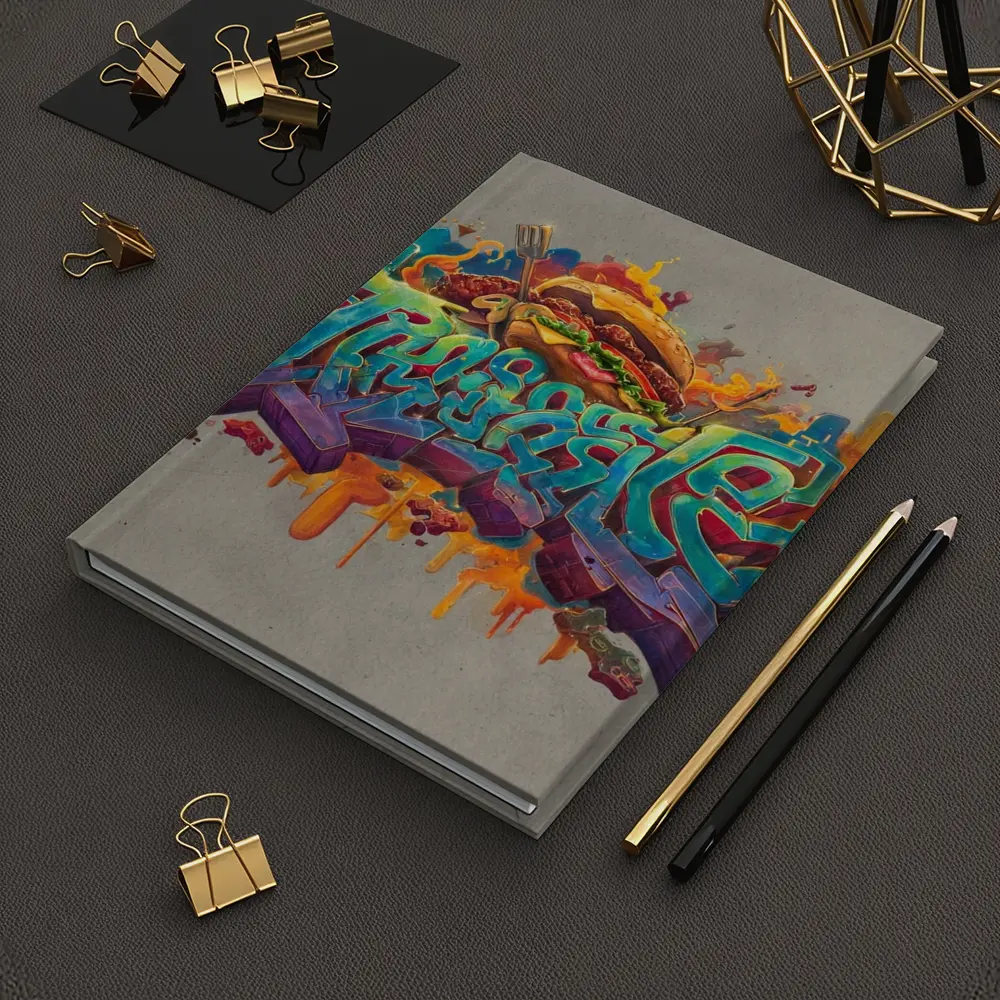 Graffiti Burger Street Art Gray Background – Notebooks