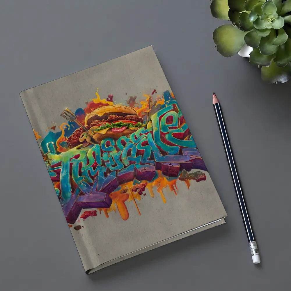 Graffiti Burger Street Art Gray Background – Notebooks