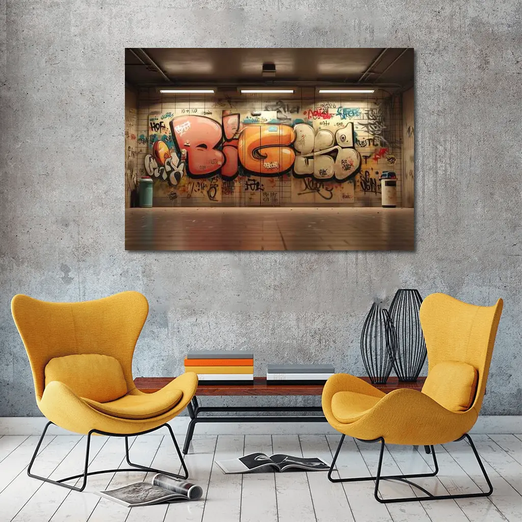 Bold Graffiti Mural Underground Subway Room – Wall Art