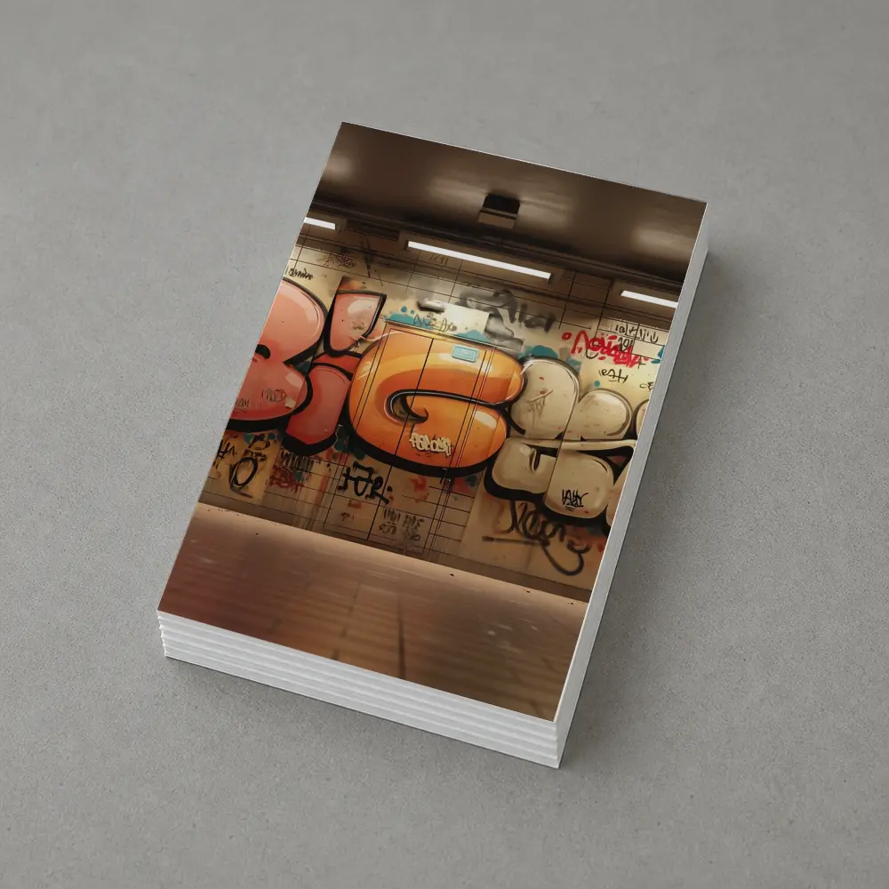 Bold Graffiti Mural Underground Subway Room – Postcards