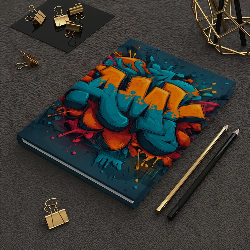Bold Graffiti Art Teal Orange Urban Style – Notebooks