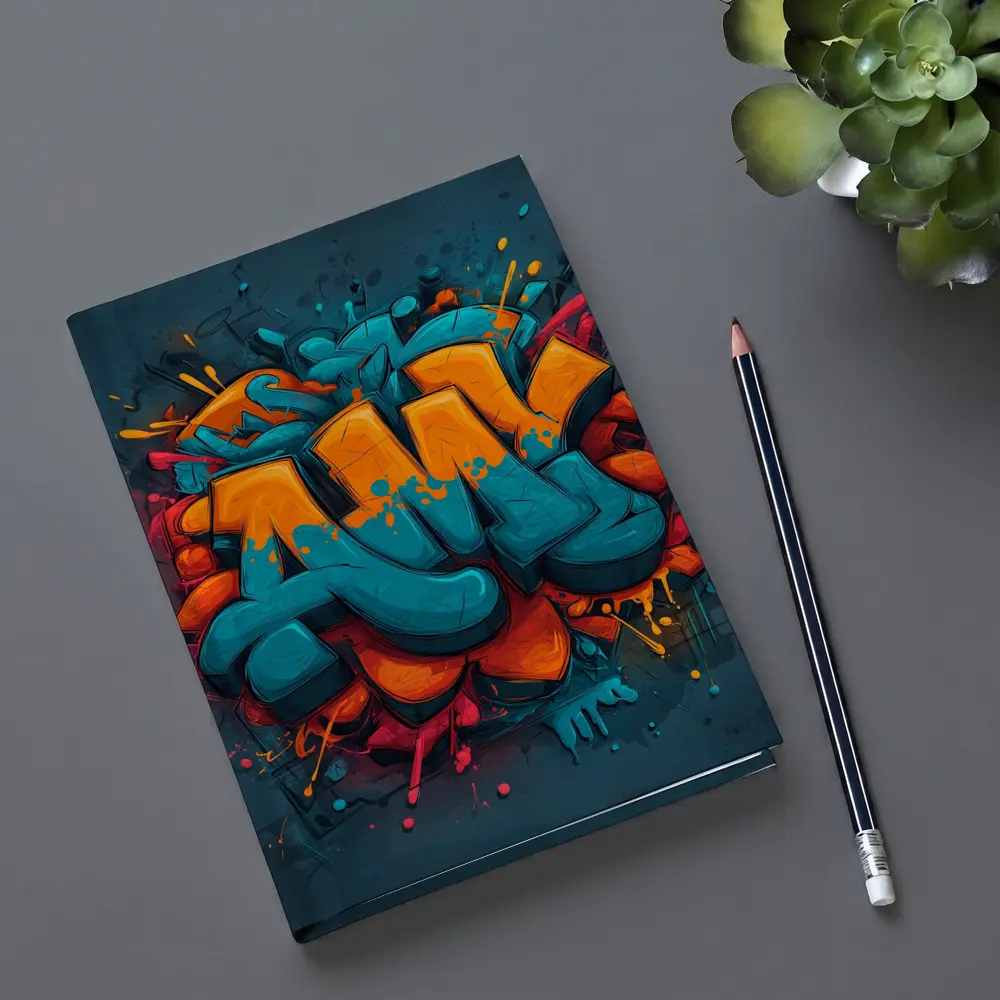Bold Graffiti Art Teal Orange Urban Style – Notebooks