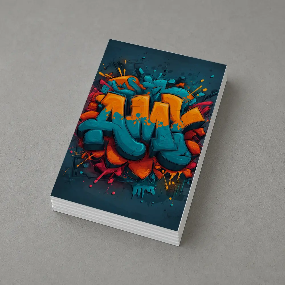 Bold Graffiti Art Teal Orange Urban Style – Postcards