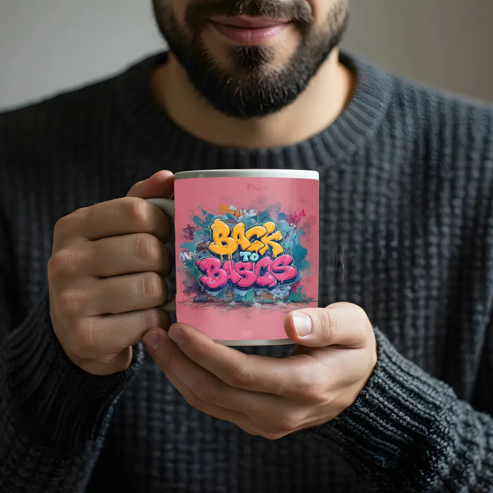 Back To Basics Graffiti Art Pink Background – Mugs