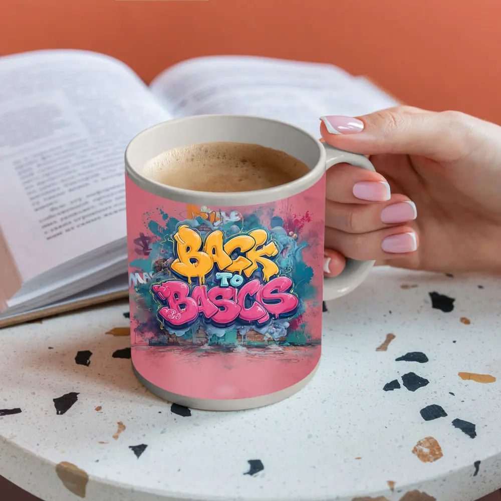 Back To Basics Graffiti Art Pink Background – Mugs