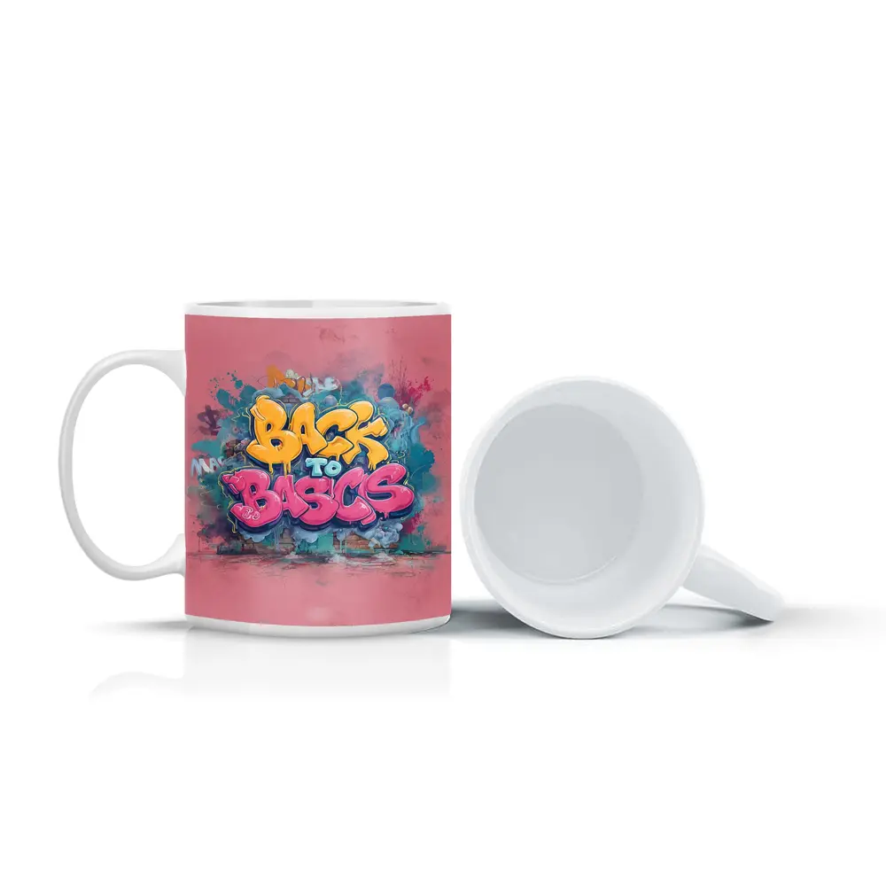 Back To Basics Graffiti Art Pink Background – Mugs