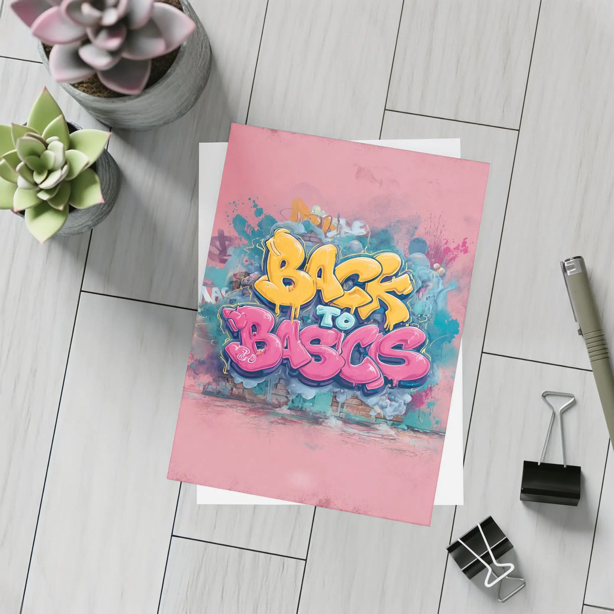 Back To Basics Graffiti Art Pink Background – Postcards