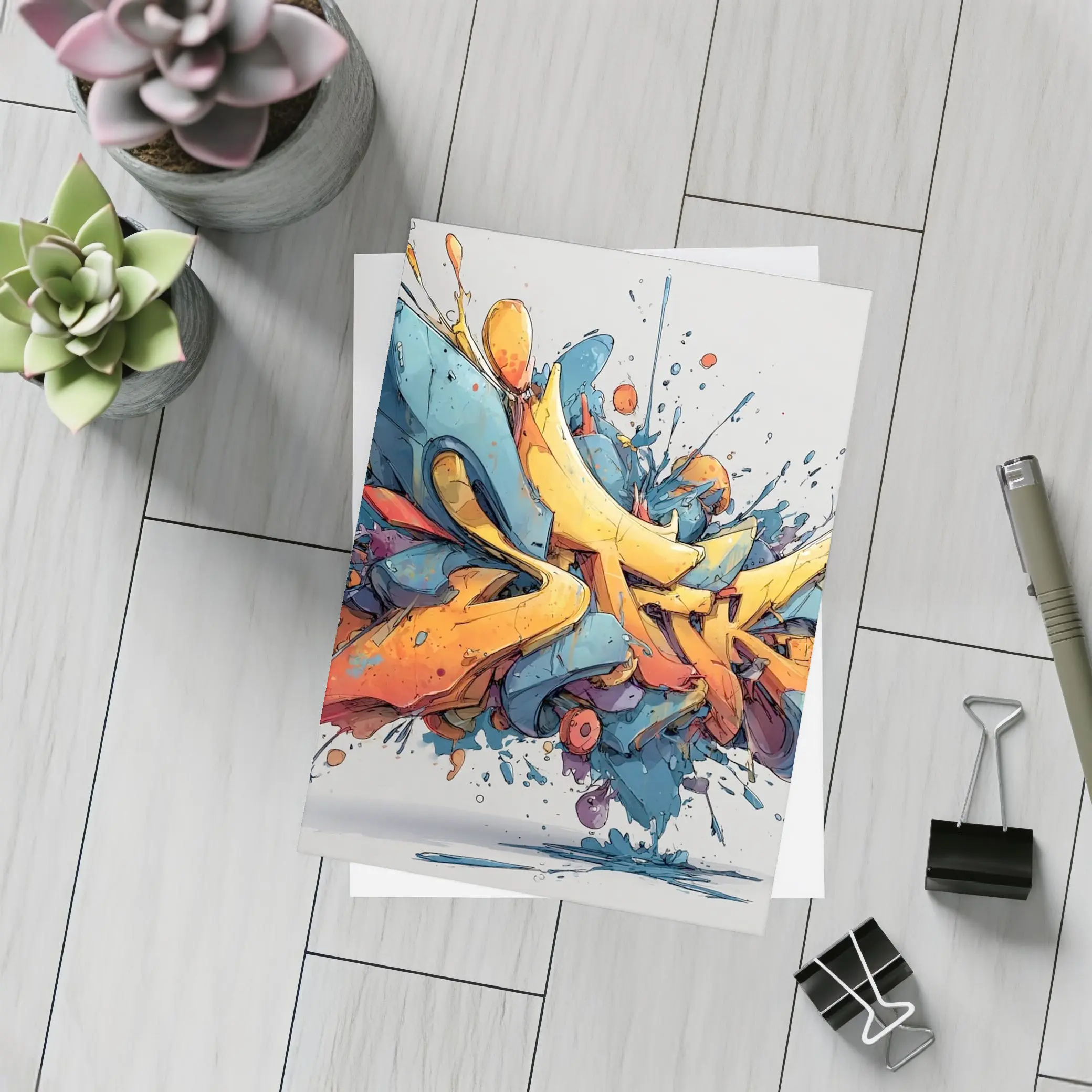Bold Graffiti Art Exploding Paint Splatter Style – Postcards