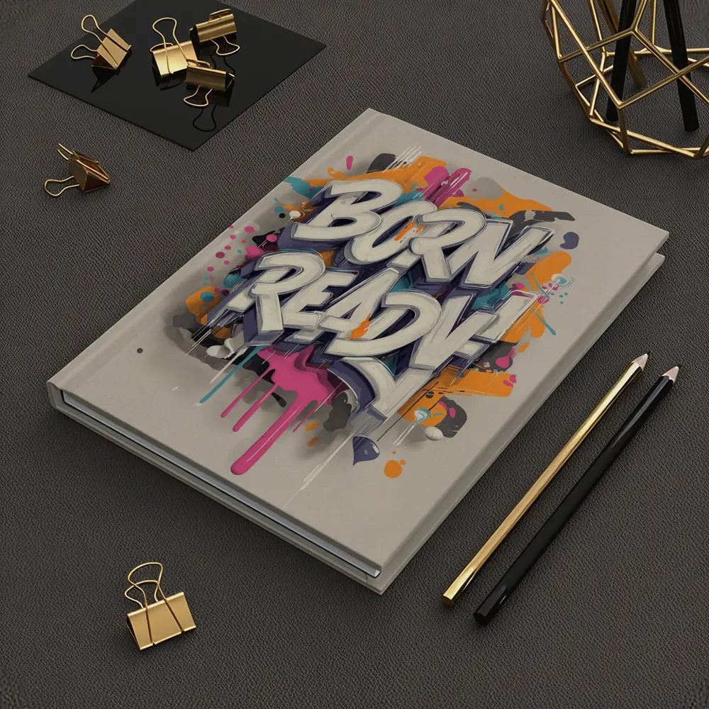 Born Ready Graffiti Street Art Beige Background – Notebooks