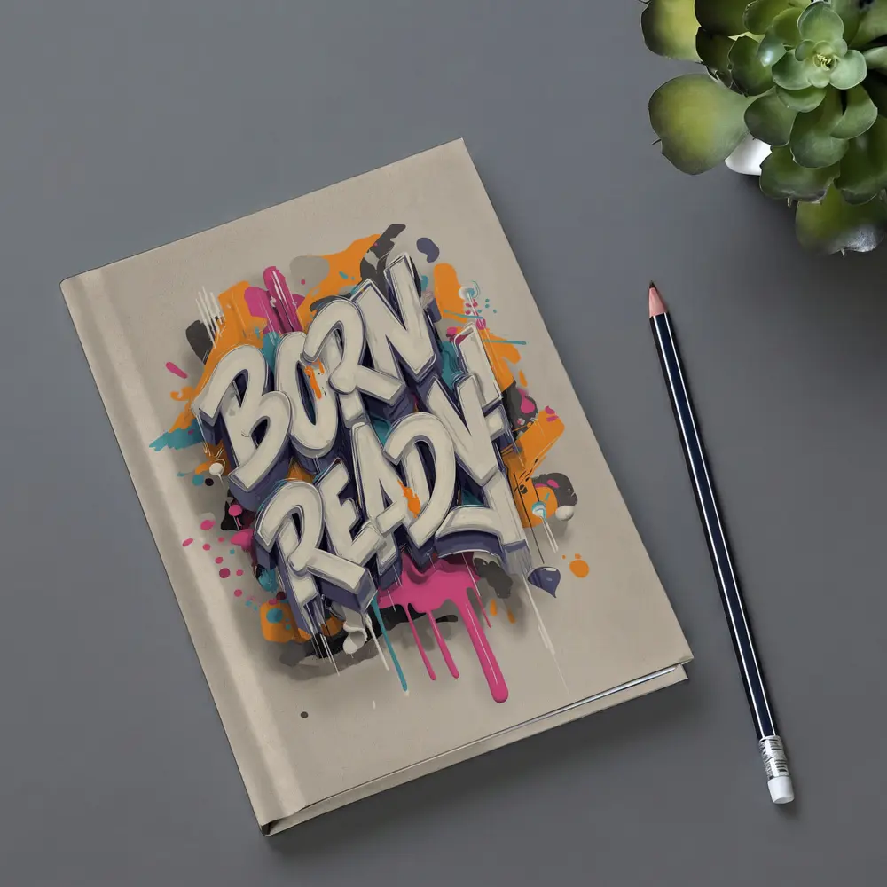 Born Ready Graffiti Street Art Beige Background – Notebooks