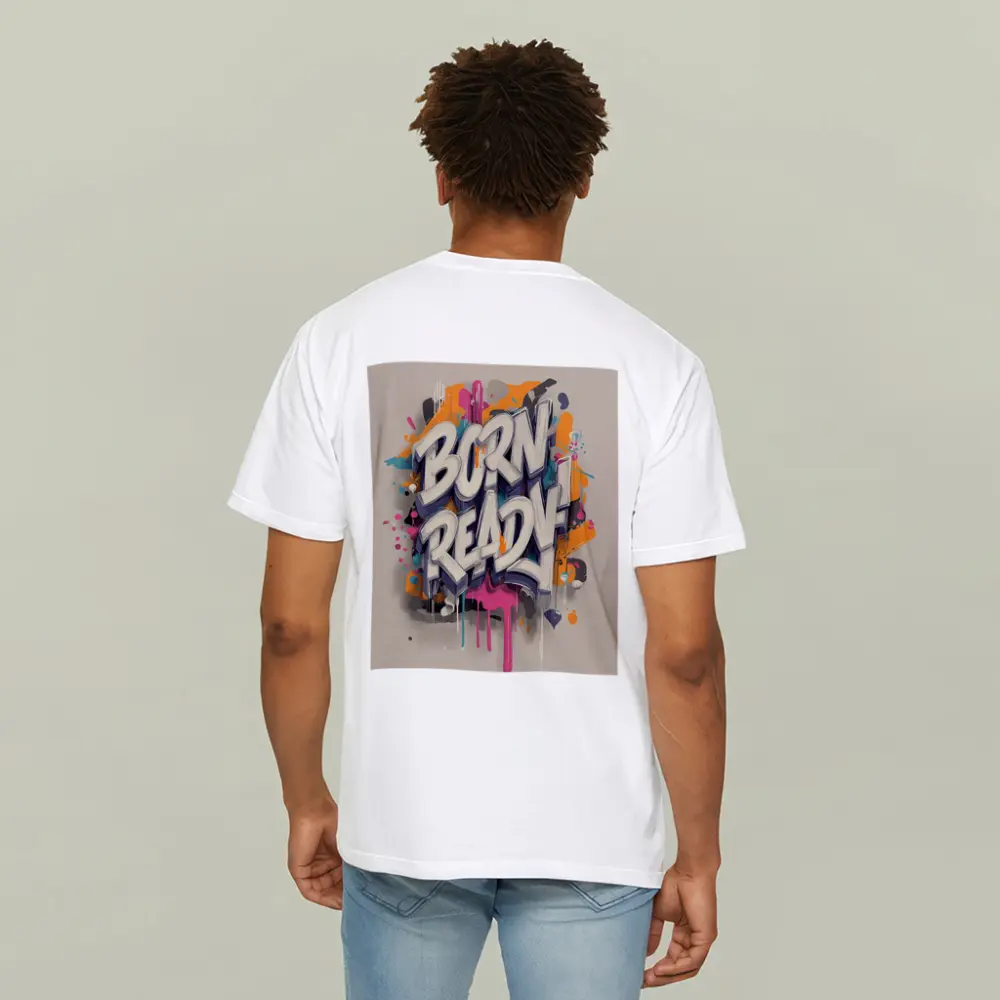 Born Ready Graffiti Street Art Beige Background – T-Shirts