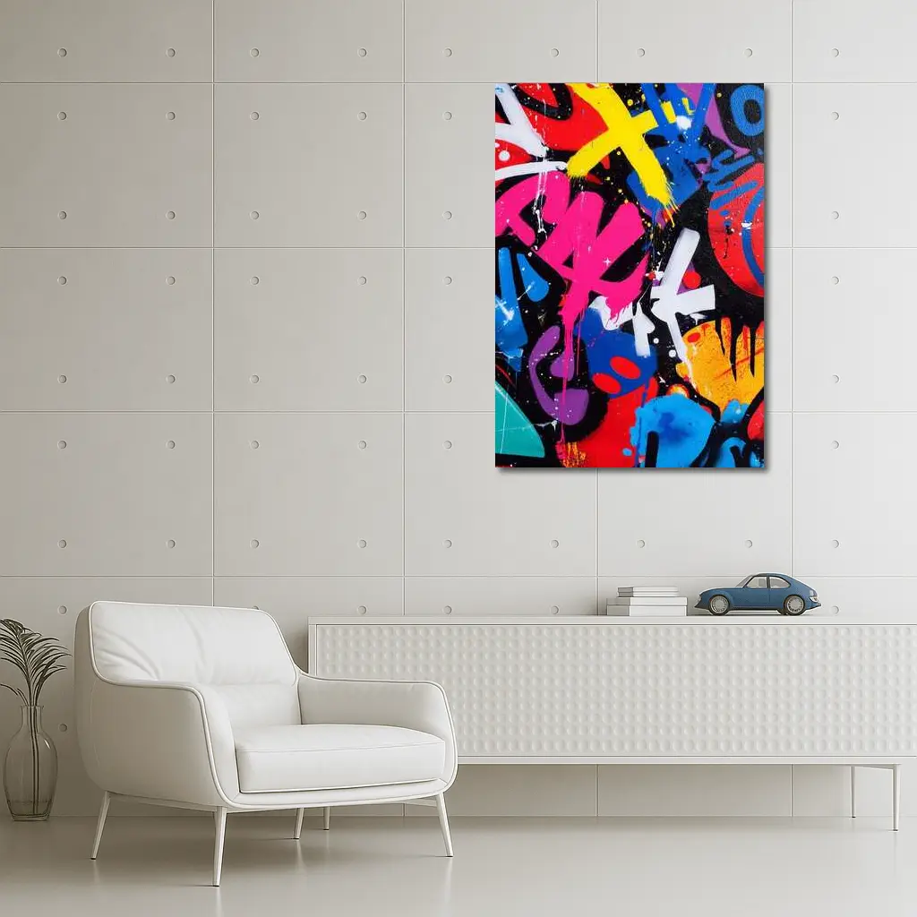 Bold Graffiti Street Art Black Background – Wall Art