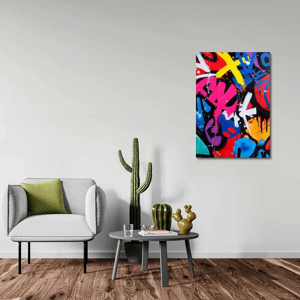 Bold Graffiti Street Art Black Background – Wall Art