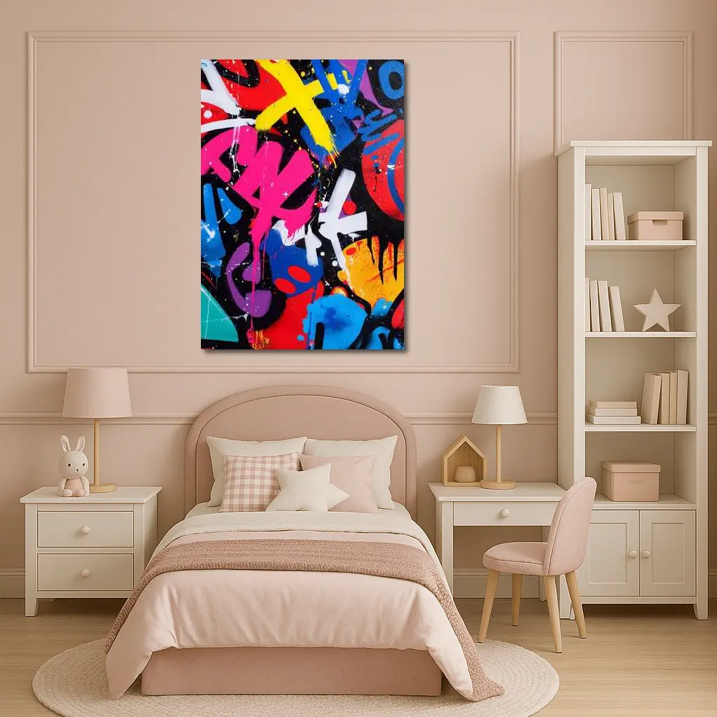 Bold Graffiti Street Art Black Background – Wall Art