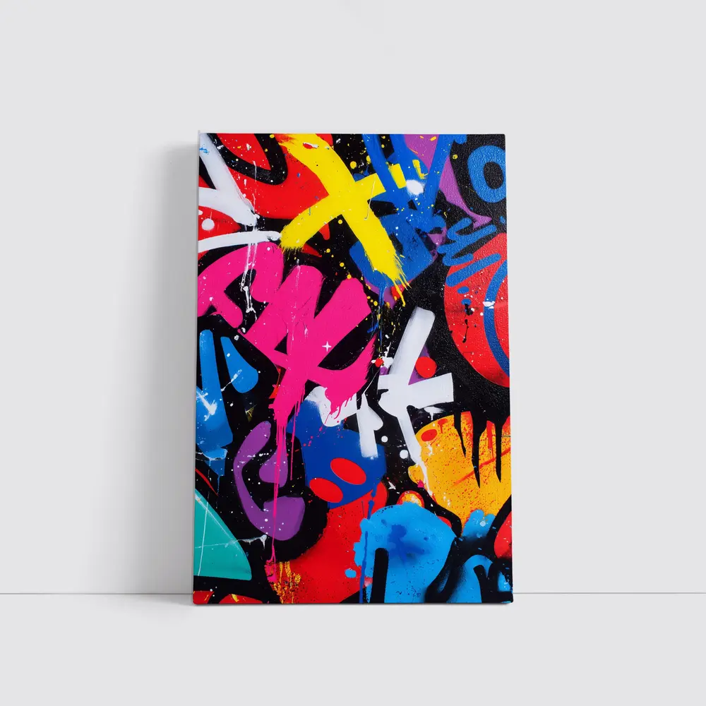 Bold Graffiti Street Art Black Background – Wall Art