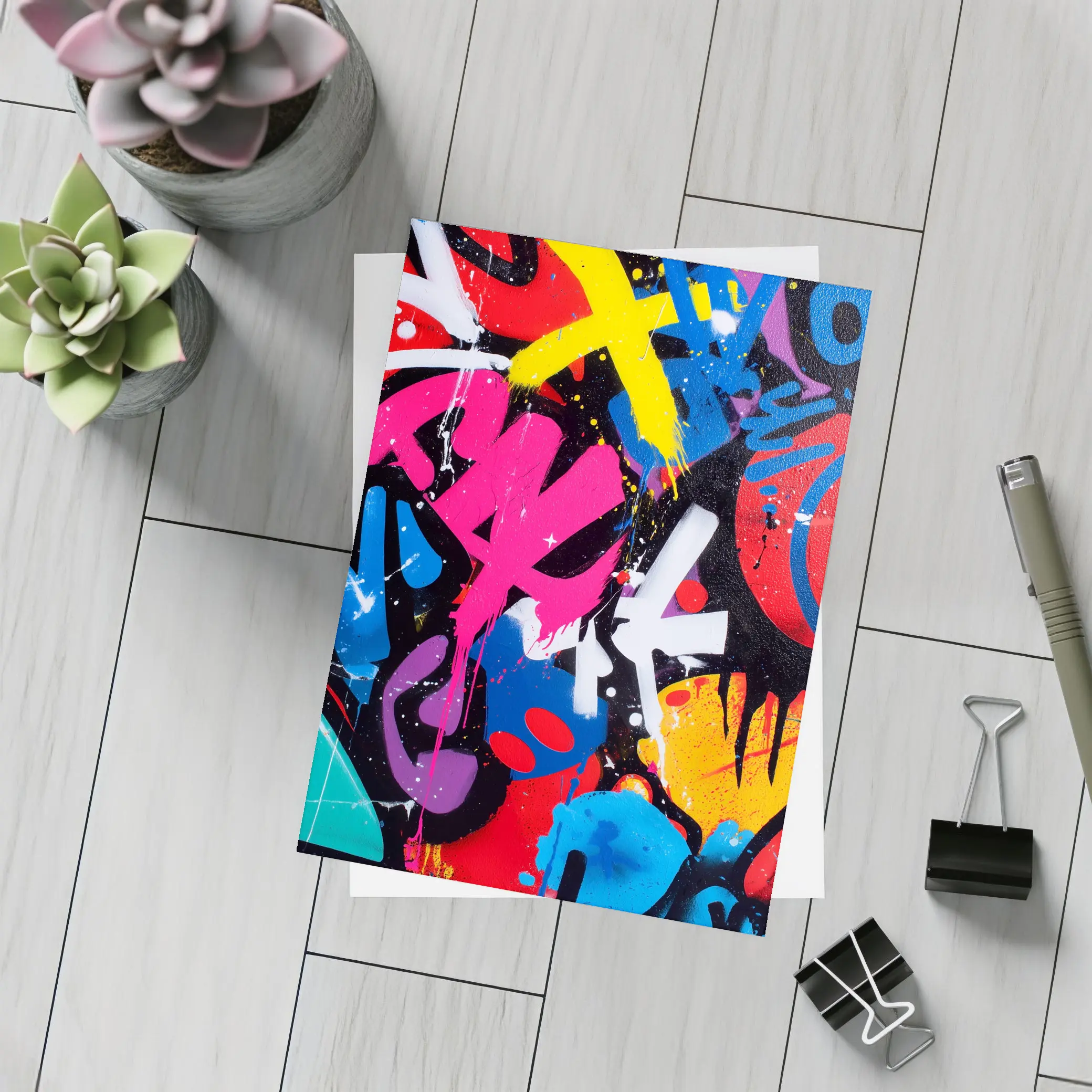 Bold Graffiti Street Art Black Background – Postcards