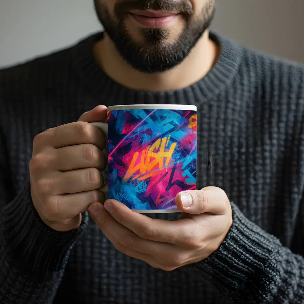 Neon Graffiti Tag Urban Street Art – Mugs