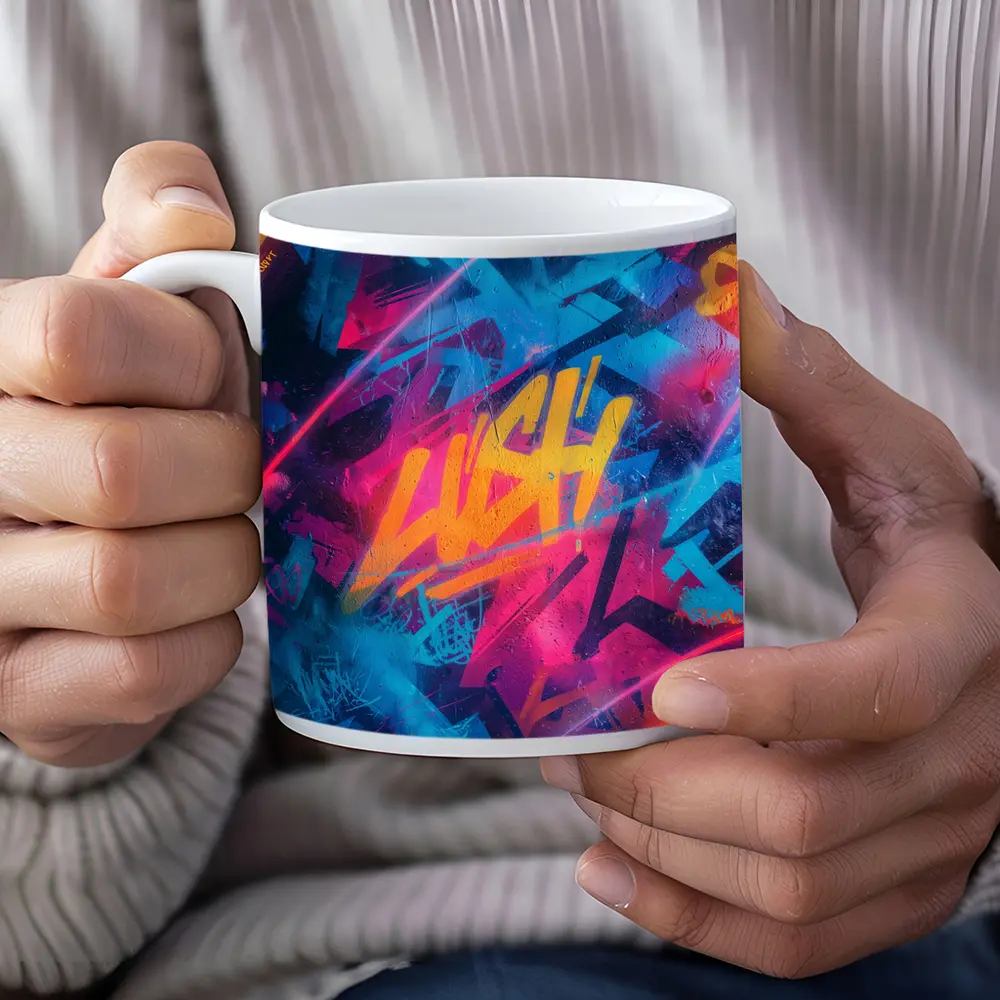 Neon Graffiti Tag Urban Street Art – Mugs