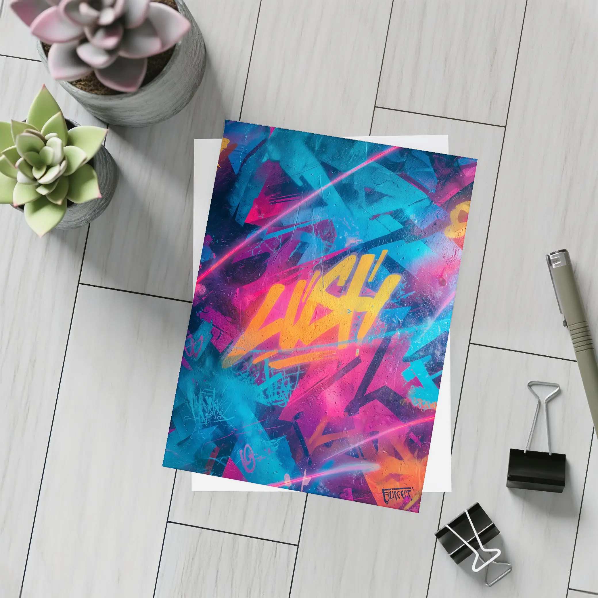 Neon Graffiti Tag Urban Street Art – Postcards