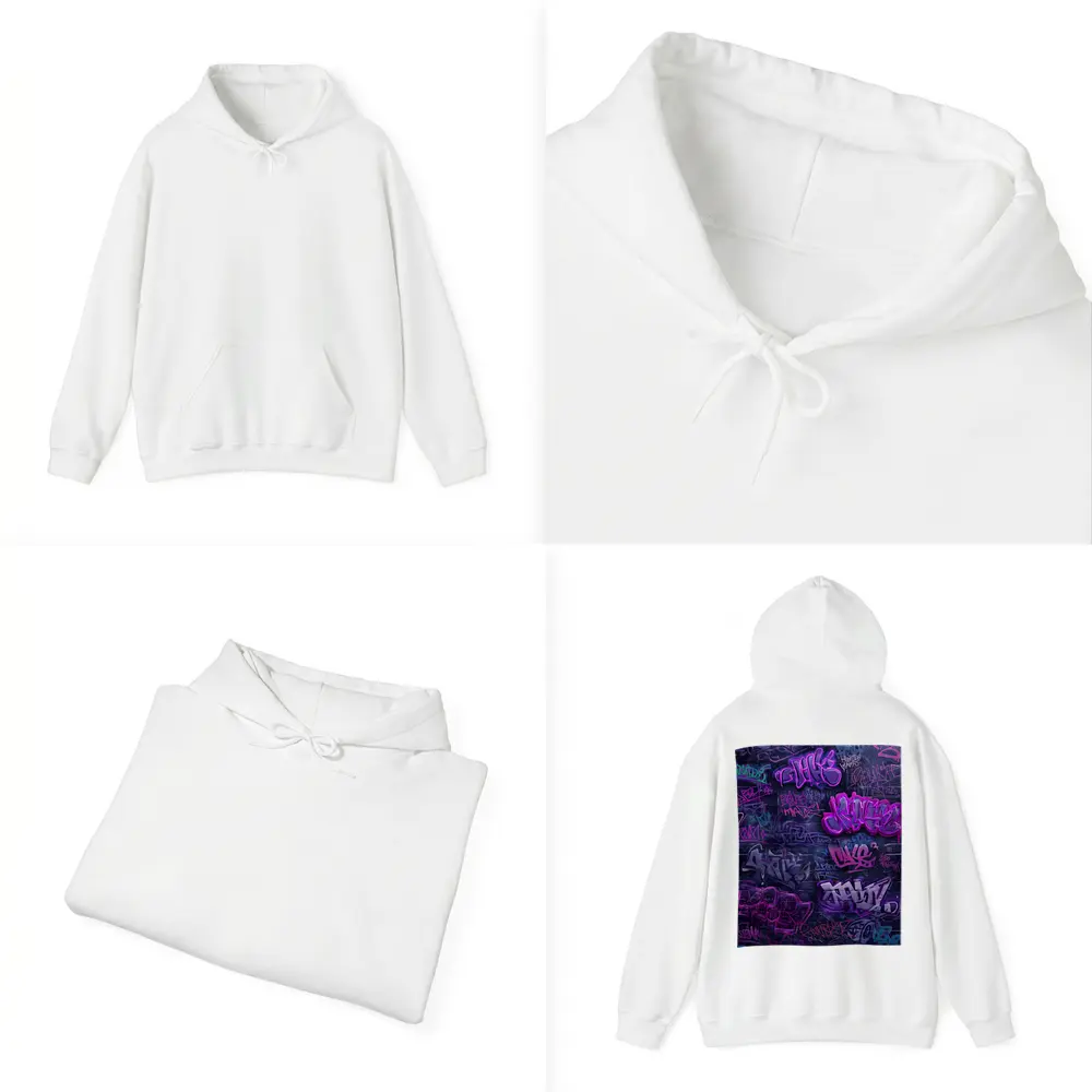Purple Graffiti Art Dark Urban Brick Wall – Hoodies