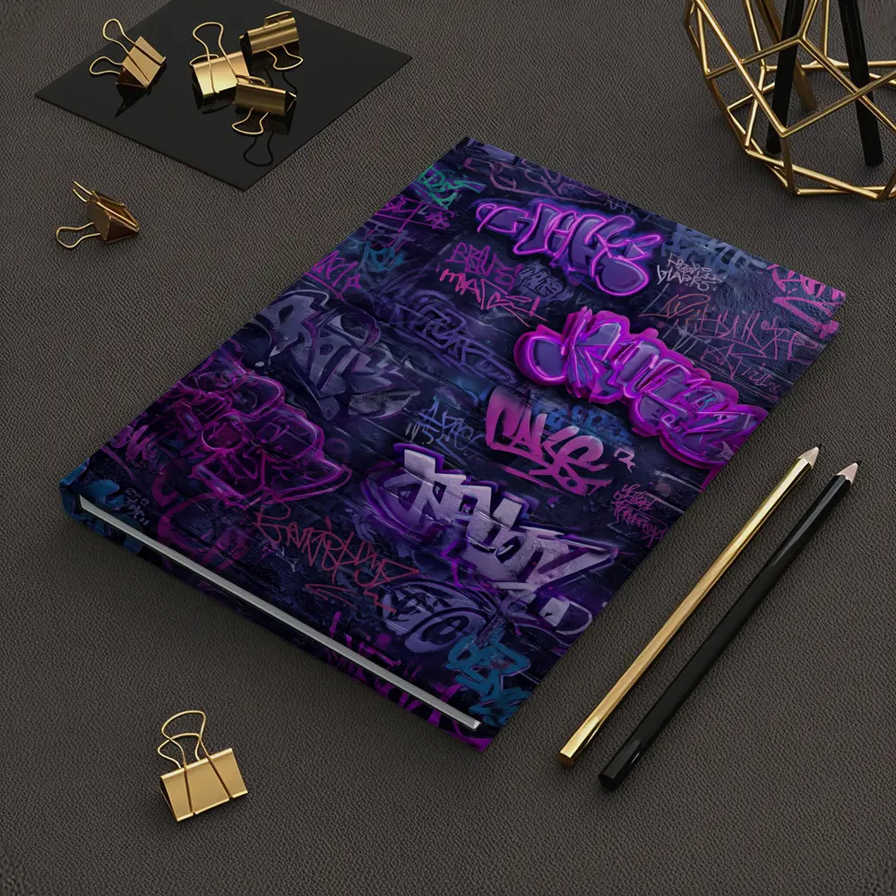 Purple Graffiti Art Dark Urban Brick Wall – Notebooks