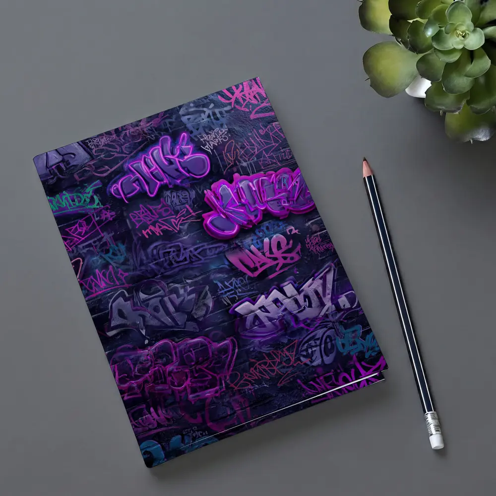 Purple Graffiti Art Dark Urban Brick Wall – Notebooks