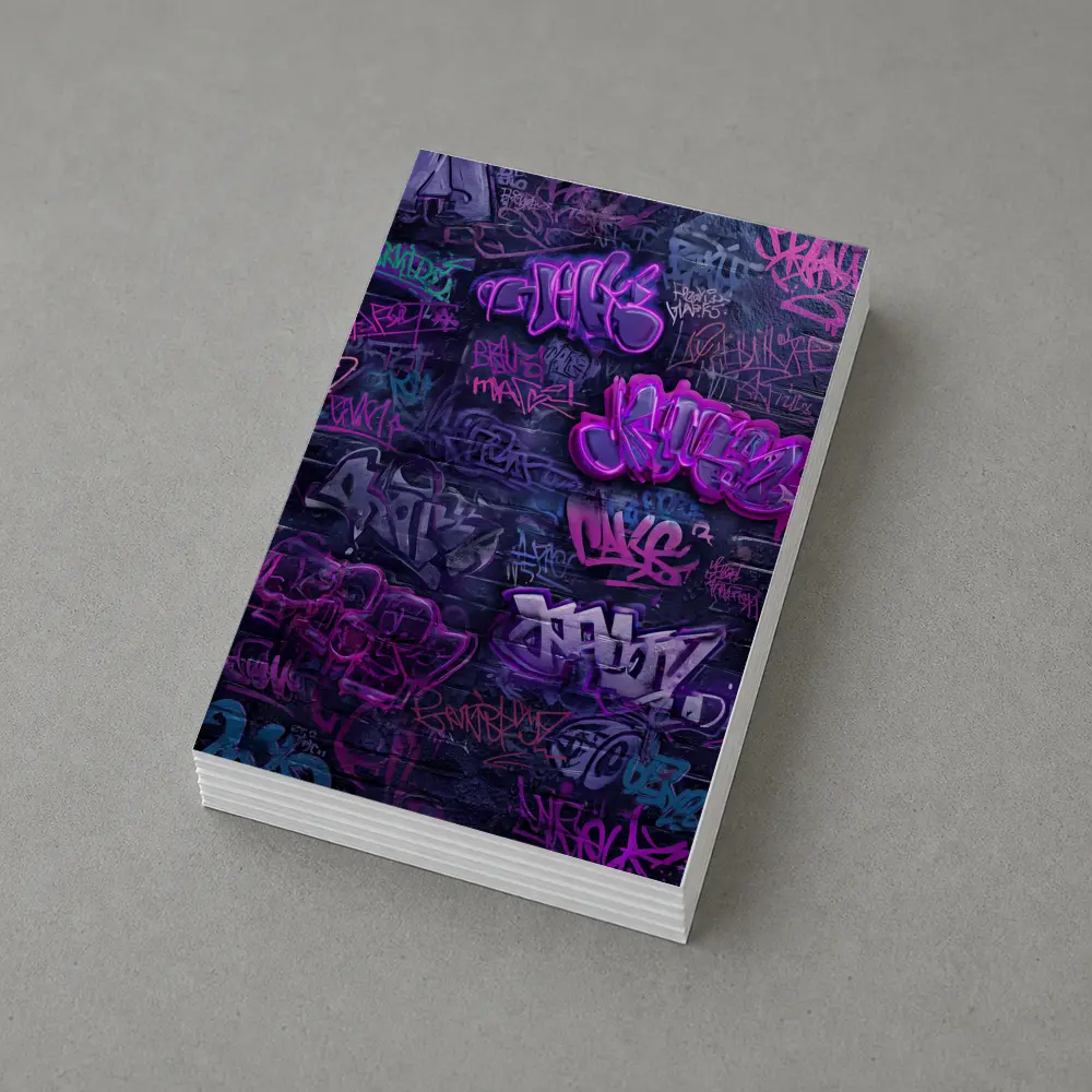 Purple Graffiti Art Dark Urban Brick Wall – Postcards