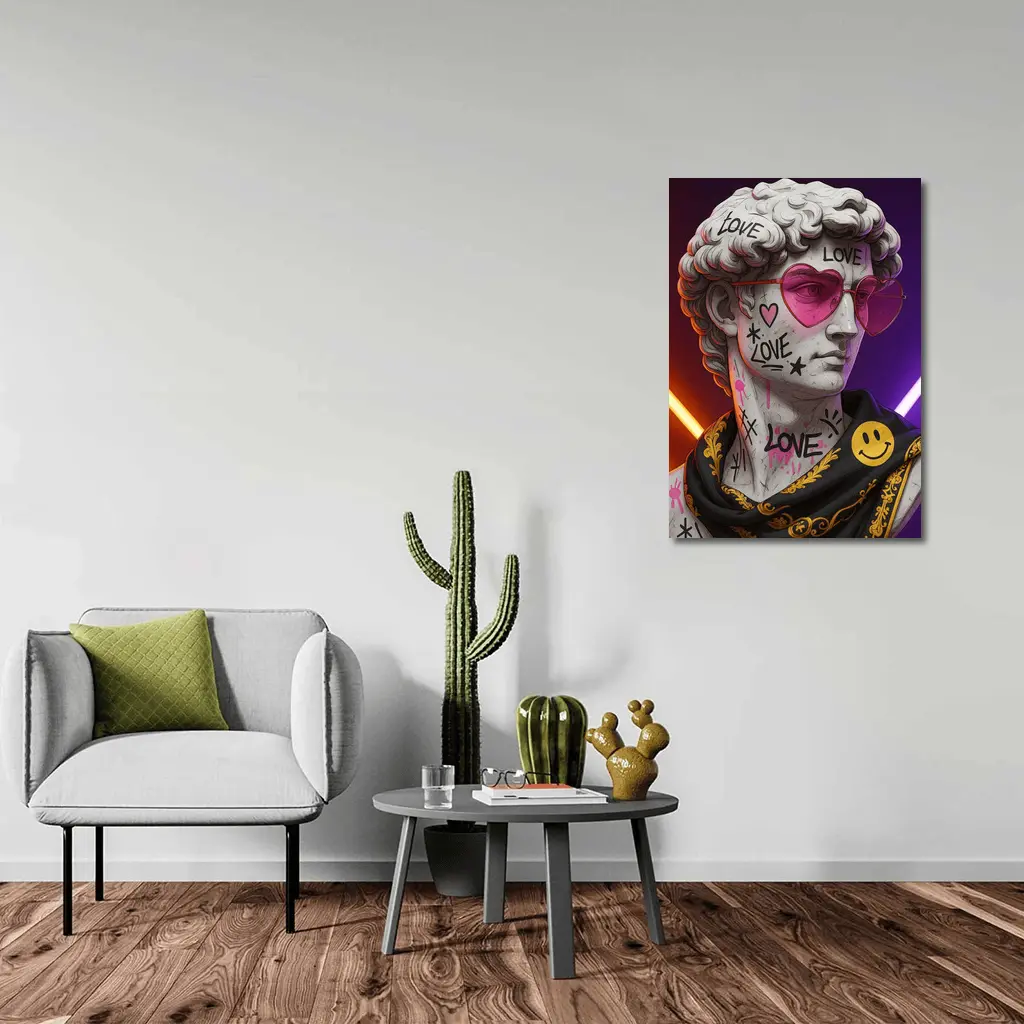 David Bust Graffiti Love Neon Pop Art – Wall Art