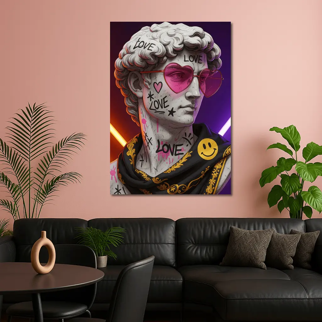 David Bust Graffiti Love Neon Pop Art – Wall Art