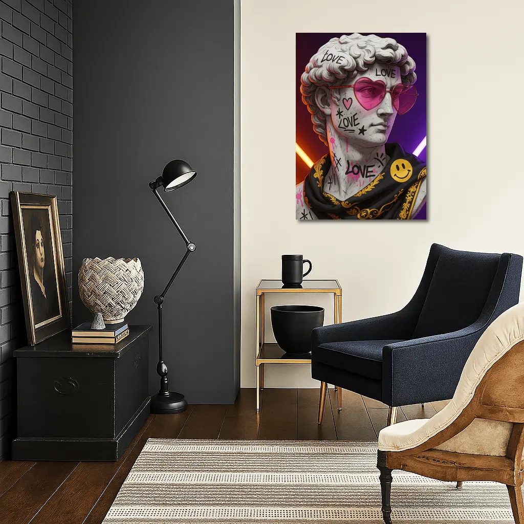 David Bust Graffiti Love Neon Pop Art – Wall Art