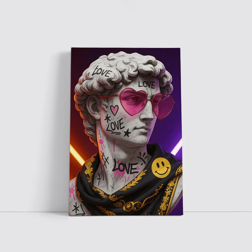 David Bust Graffiti Love Neon Pop Art – Wall Art