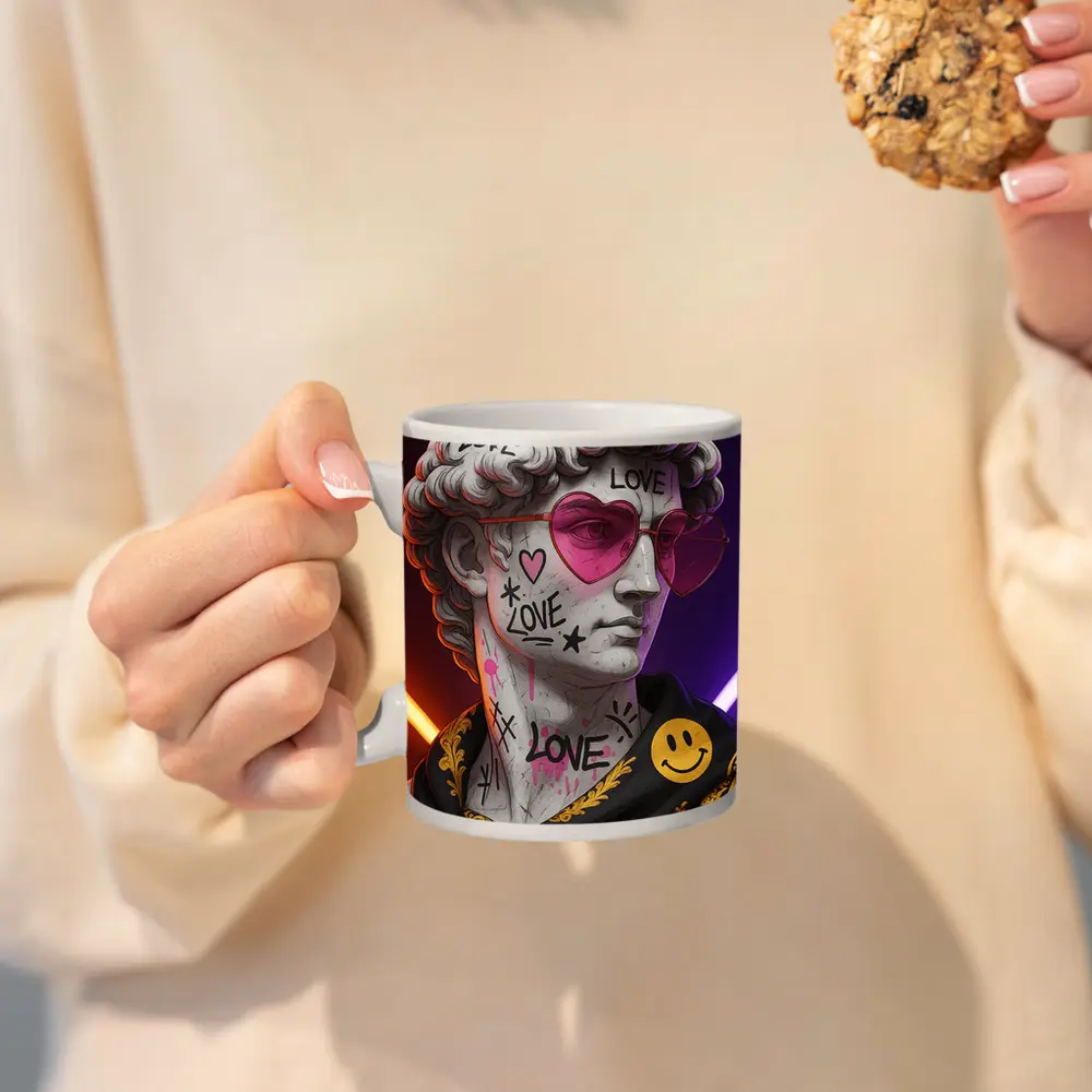 David Bust Graffiti Love Neon Pop Art – Mugs