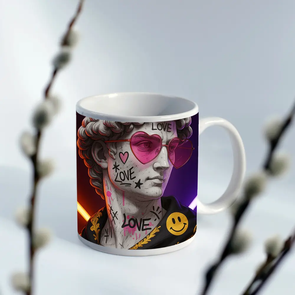 David Bust Graffiti Love Neon Pop Art – Mugs