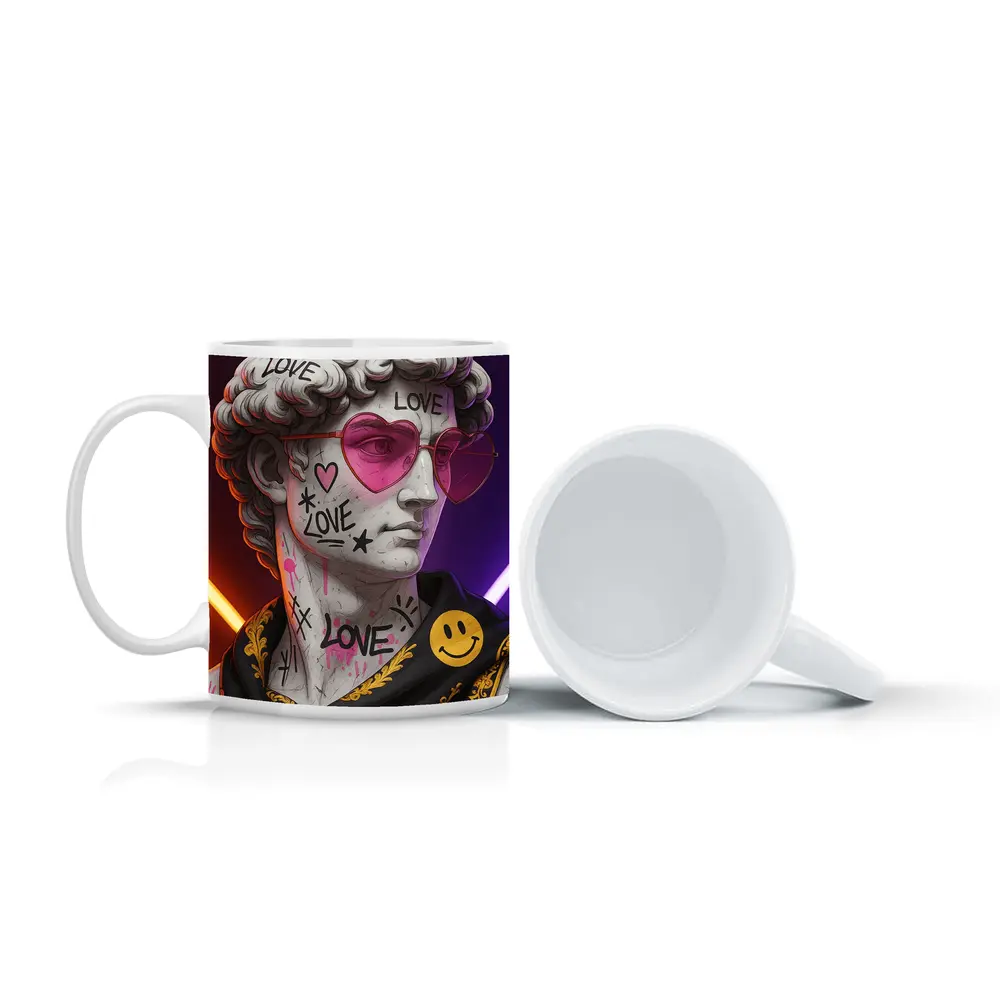 David Bust Graffiti Love Neon Pop Art – Mugs